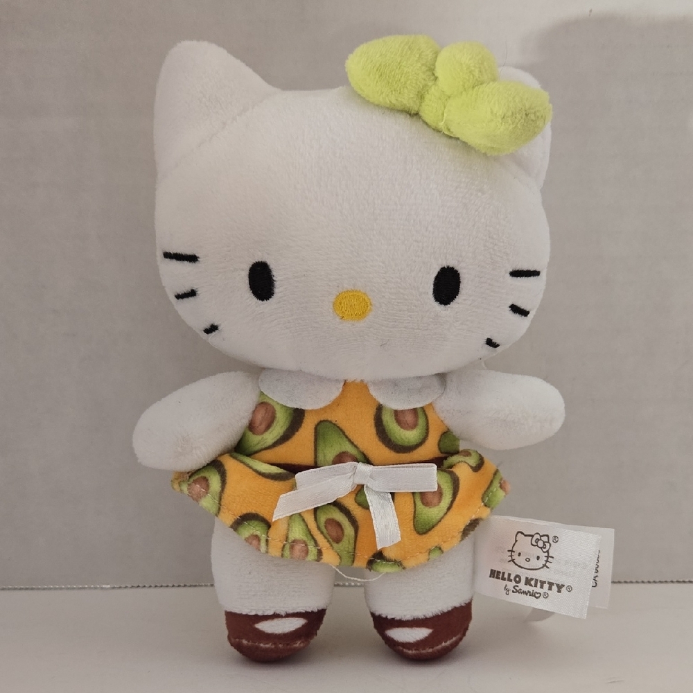 Sanrio 2022 x Fiesta Hello Kitty Plush in Avocado Print Dress EUC 7"x5.5"x3"